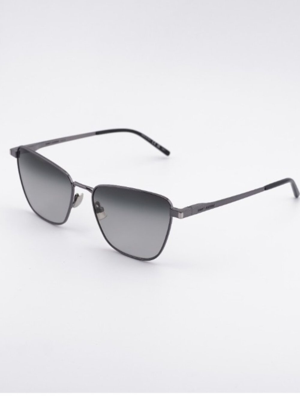 Saint Laurent SL551 004 Sunglasses Ruthenium Cat Eye Frame, Grey Lenses